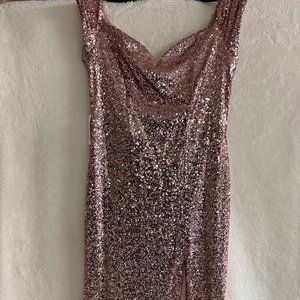 B. Darlin Pink Sequin Off Shoulder Strap Dress